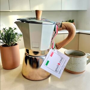 Gnali & Zani Venice Whute Italian Aluminum Espresso 6 Cups Coffee Maker Pot NWT